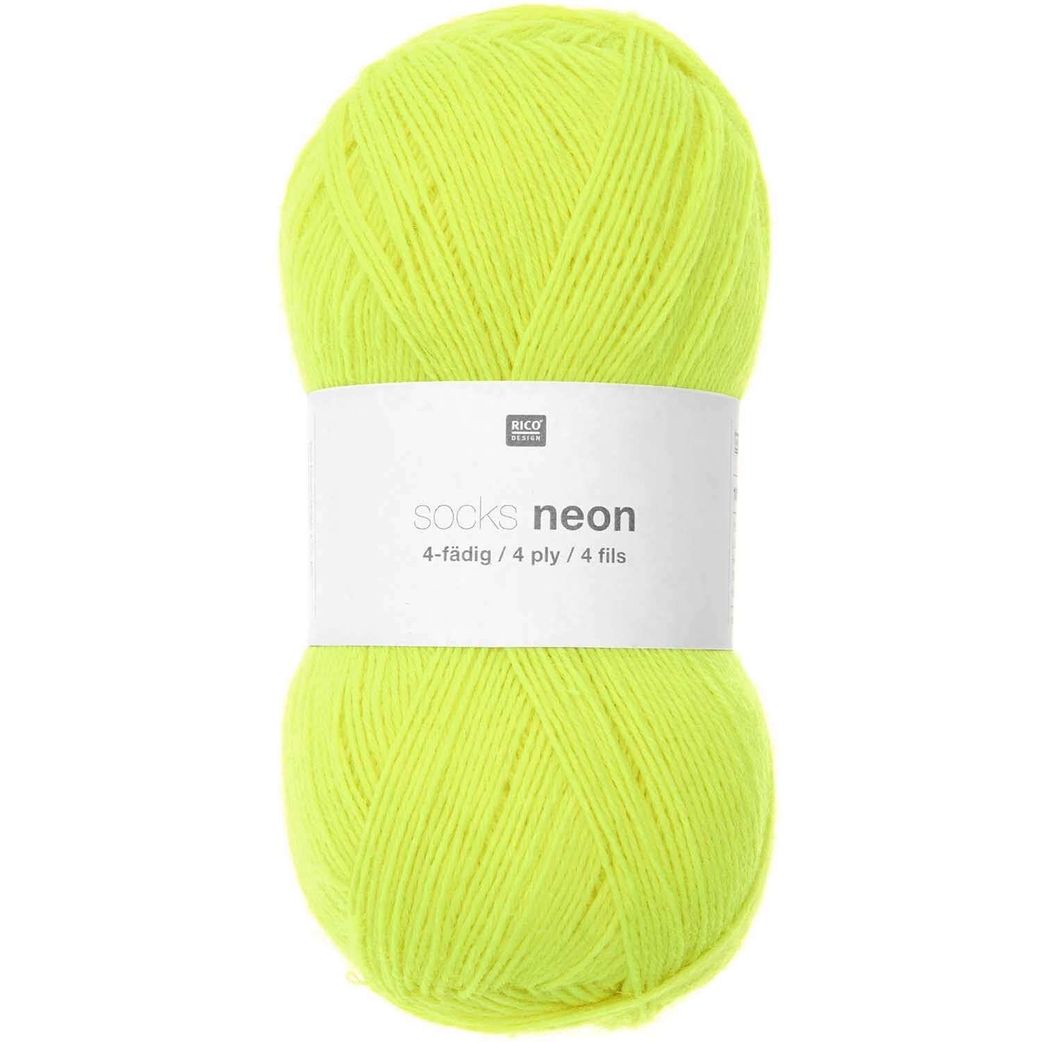 Rico Socks Neon  4 ply 100 gram, Kleur: 01 Geel