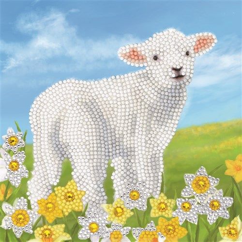 Crystal art Card kit Little Lamb 18 x 18cm
