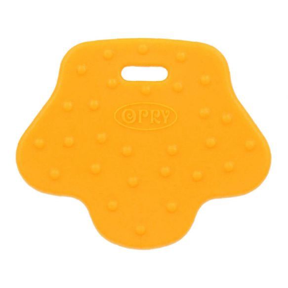 Opry Bijtring met noppen 68 x 57mm geel