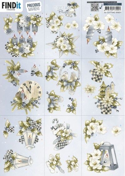 3D knipvel Precious Marieke - Christmas Blues - mini