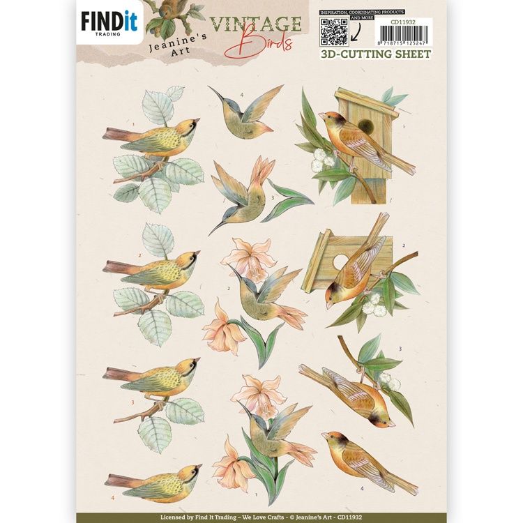 3D knipvel Jeanine&#39;s Art - Vintage birds - Wooden Birdhouse