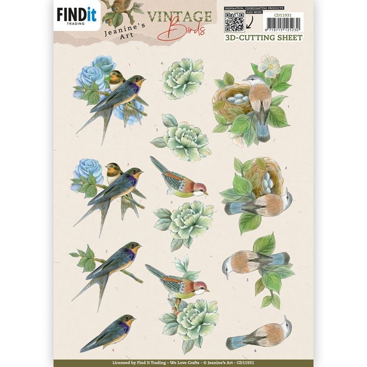 3D knipvel Jeanine&#39;s Art - Vintage birds - Bird&#39;s Nest