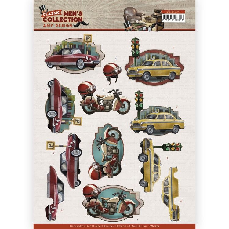Amy Design 3D knipvel - Classic Men&#39;s Collection - Cars