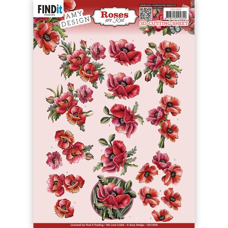 Amy Design 3D knipvel -  Roses are Red - Poppies