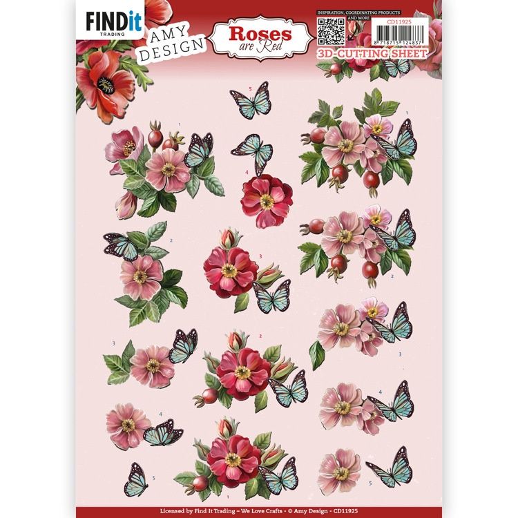 Amy Design 3D knipvel -  Roses are Red - Rose Hip