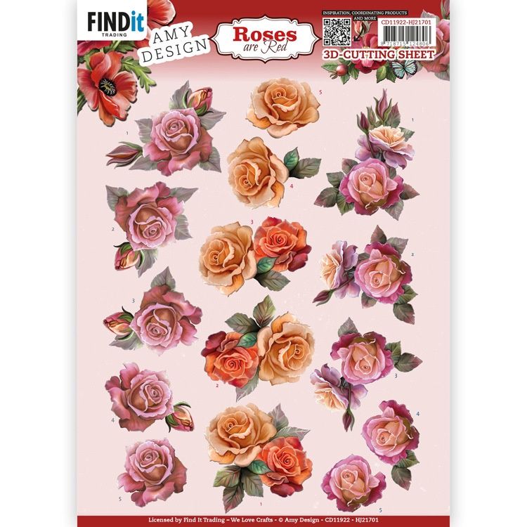 Amy Design 3D knipvel -  Roses are Red - Roses