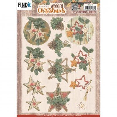 3D knipvel Jeanine&#39;s Art - Wooden Christmas - Wooden Stars