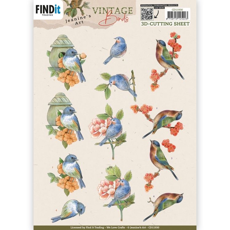 3D knipvel Jeanine&#39;s Art - Vintage birds - Stone Birdhouse
