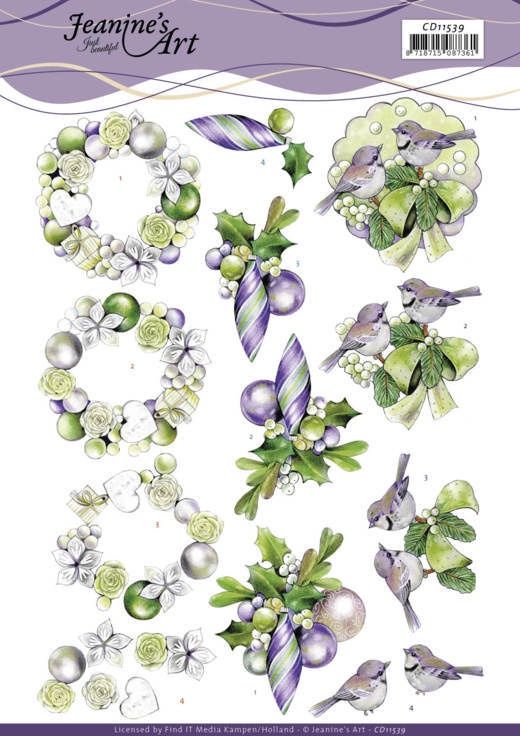 Jeanine&#39;s Art 3D Knipvel - Purple Christmas Baubles