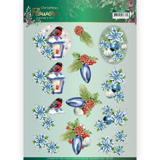 Jeanine&#39;s art 3D Knipvel - Christmas Flowers - Christmas Lantern