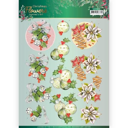 Jeanine&#39;s art 3D Knipvel - Christmas Flowers - Christmas Bells