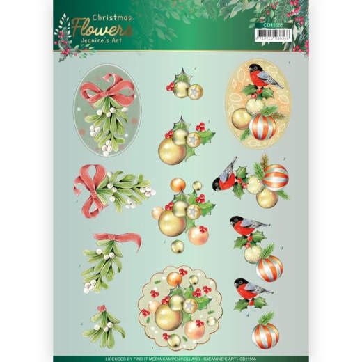 Jeanine&#39;s Art 3D Knipvel  - Christmas Flowers - Mistle Toe