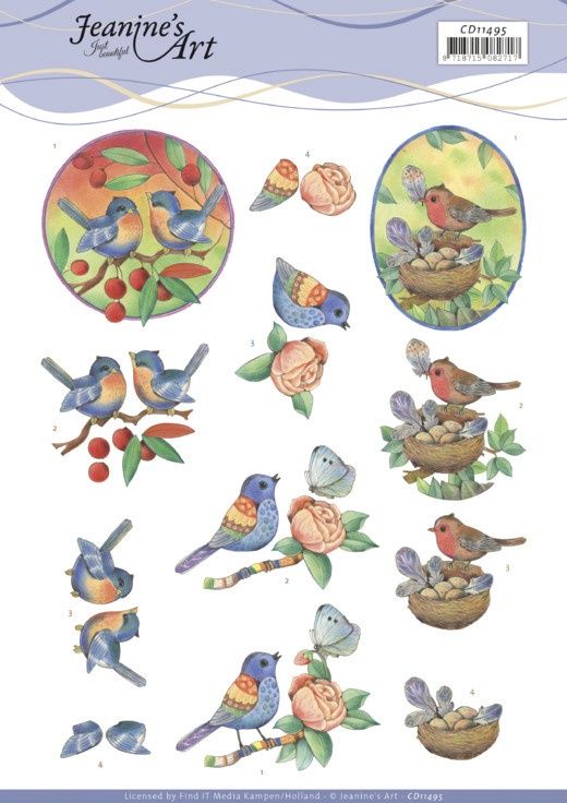 Jeanine&#39;s art 3D knipvel -  Blue Birds