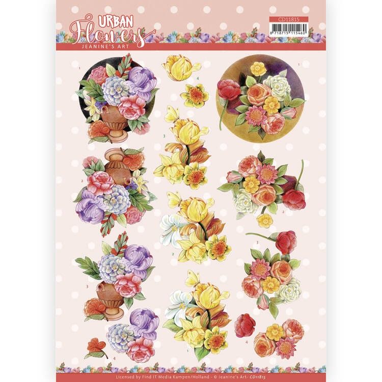 Jeanine&#39;s art 3D knipvel -Urban Flowers - Floral Composition