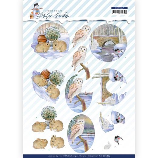 Jeanine&#39;s art 3D Knipvel - Winter Garden - Rabbits
