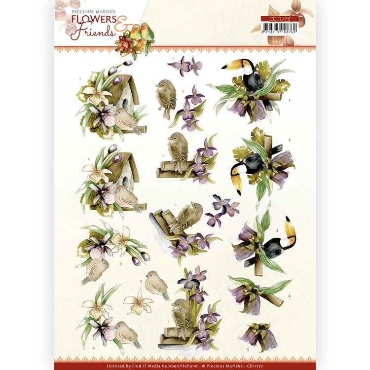 Precious Marieke 3D knipvel - Flowers and Friends - Purple Flowers