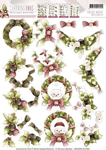 Precious Marieke 3D Knipvel - Charming Christmas - Wreaths