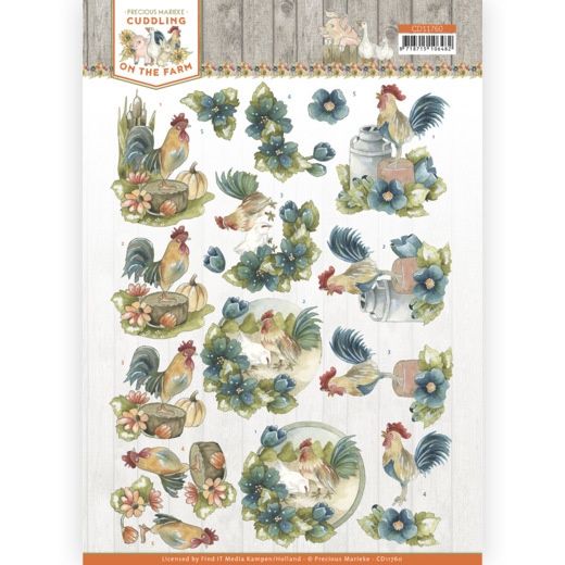 Precious Marieke 3D Knipvel - Cuddling on the farm - Rooster