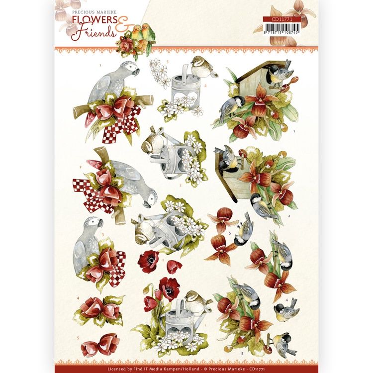 Precious Marieke 3D knipvel - Flowers and Friends - Red Flowers
