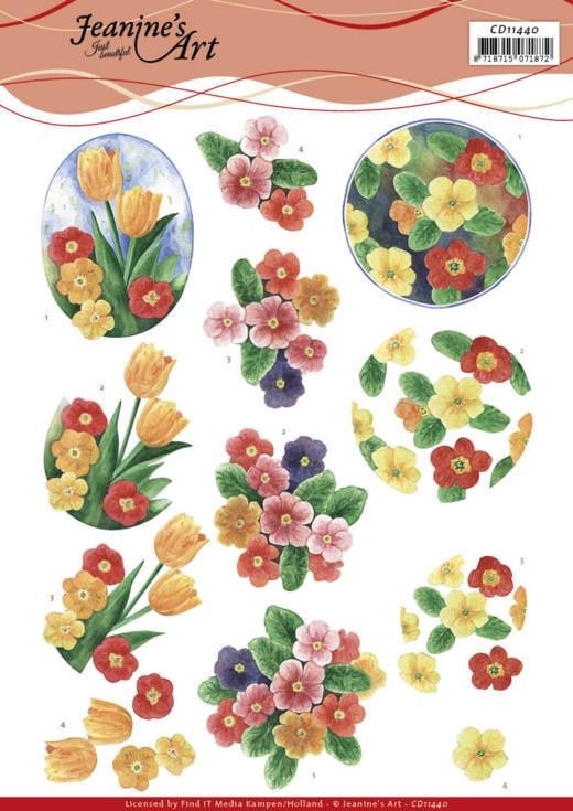 Jeanine&#39;s Art 3D Knipvel Aquarel Spring Flowers