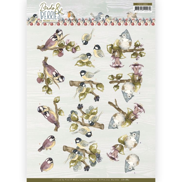 Precious Marieke 3D knipvel -  Birds &amp; Berries - Gooseberries