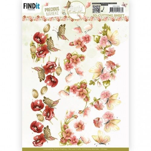 Precious Marieke 3D knipvel Marieke - Beautiful Butterflies - Pink