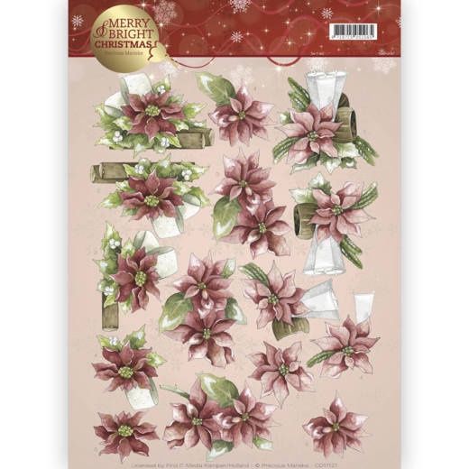 Precious Marieke 3D knipvel - Merry and Bright - Poinsettia in red