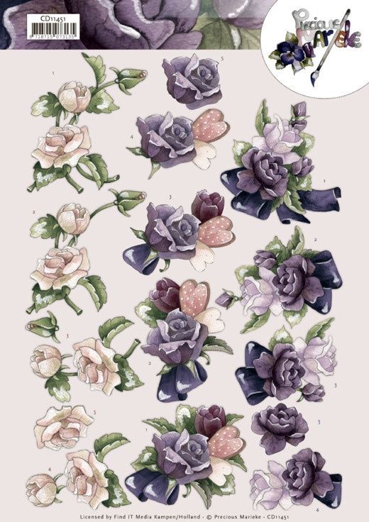Precious Marieke 3D knipvel - Pink Roses