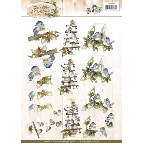 Precious Marieke 3D Knipvel - The Nature of Christmas - Christmas Birds