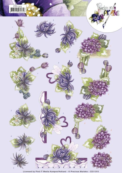 Precious Marieke 3D knipvel Purple Dahlias