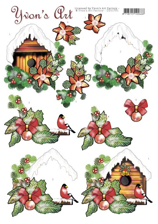 Yvon&#39;s Art 3D Knipvel - Christmas Bird House