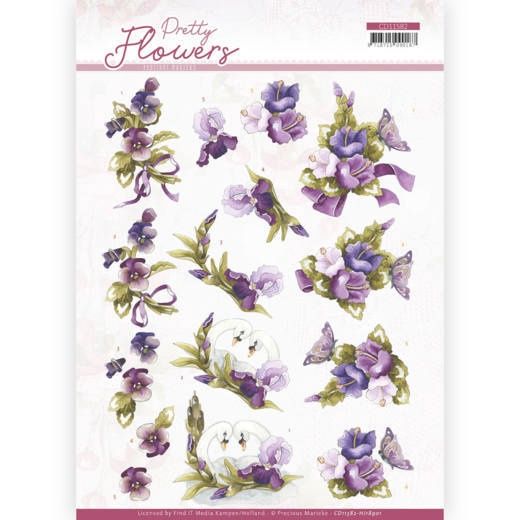 Precious Marieke 3D knipvel - Pretty Flowers - Flowers and Swan