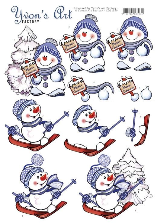 Yvons Art 3D Knipvel - Snowmen
