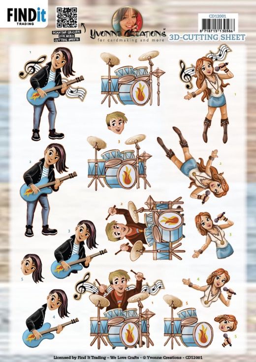Yvonne Creations 3D knipvel - Rock Music