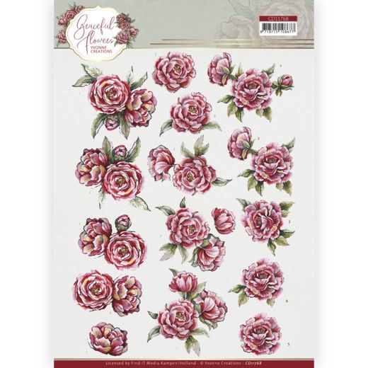Yvonne Creations 3D knipvel Graceful Flowers - Pink Roses