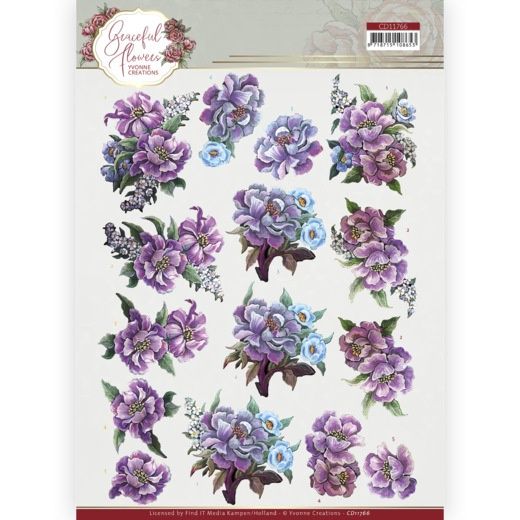 Yvonne Creations 3D knipvel Graceful Flowers - Purple Flowers Bouquet