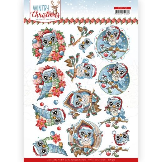Yvonne Creations 3D knipvel - Wintry Christmas - Christmas Owls