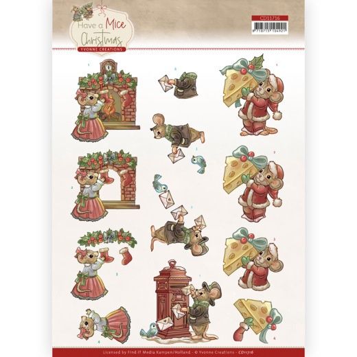 Yvonne Creations 3D knipvel - Have a Mice Christmas - Sending Christmas Cards
