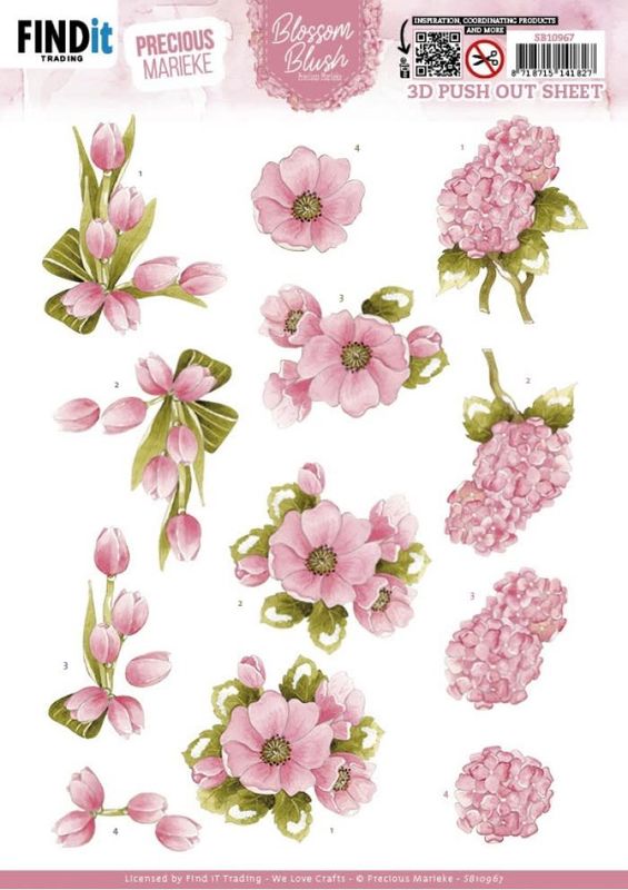 3D Push Out - Precious Marieke - Blossom Blush - Bright Pink