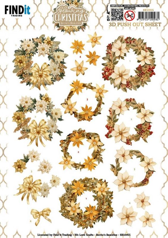 3D Push Out - Berries Beauties - Glowing Christmas - Wreath