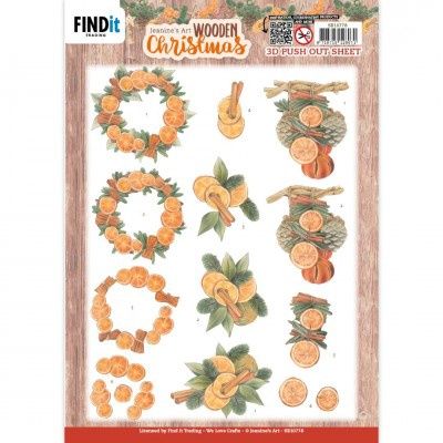 Jeanine&#39;s Art - 3D Push out - Wooden Christmas - Orange Fruit