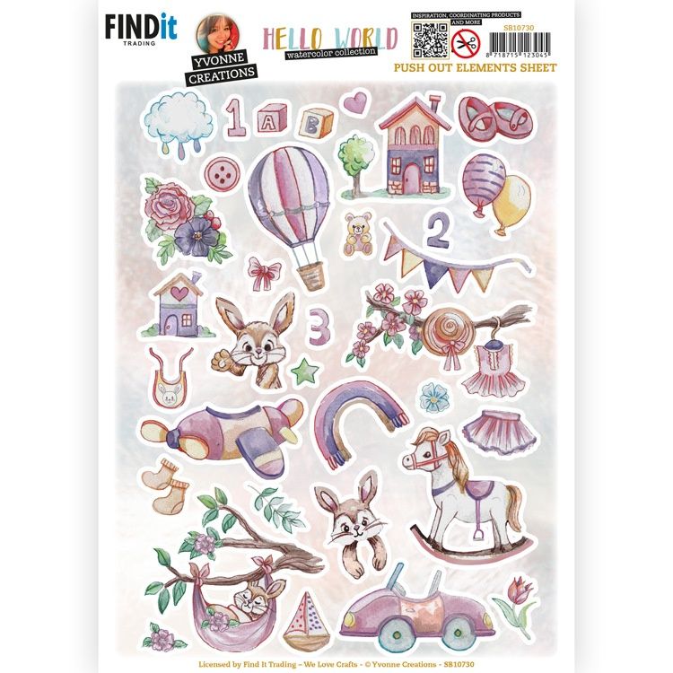 Yvonne Creations 3D Push out - Hello World - Small Element B