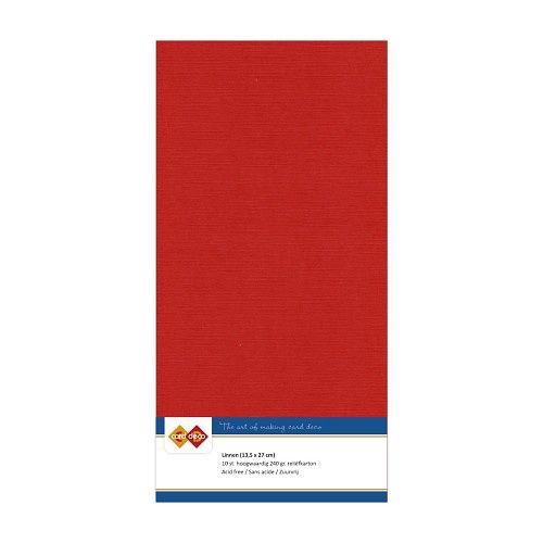Card Deco Linnenkarton Vierkant Kerstrood