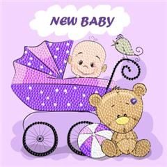 Crystal Card  New Baby 18 x 18cm