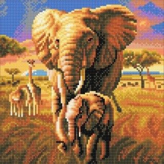 Crystal Art Kit Elephant Savannah full 30 x 30cm