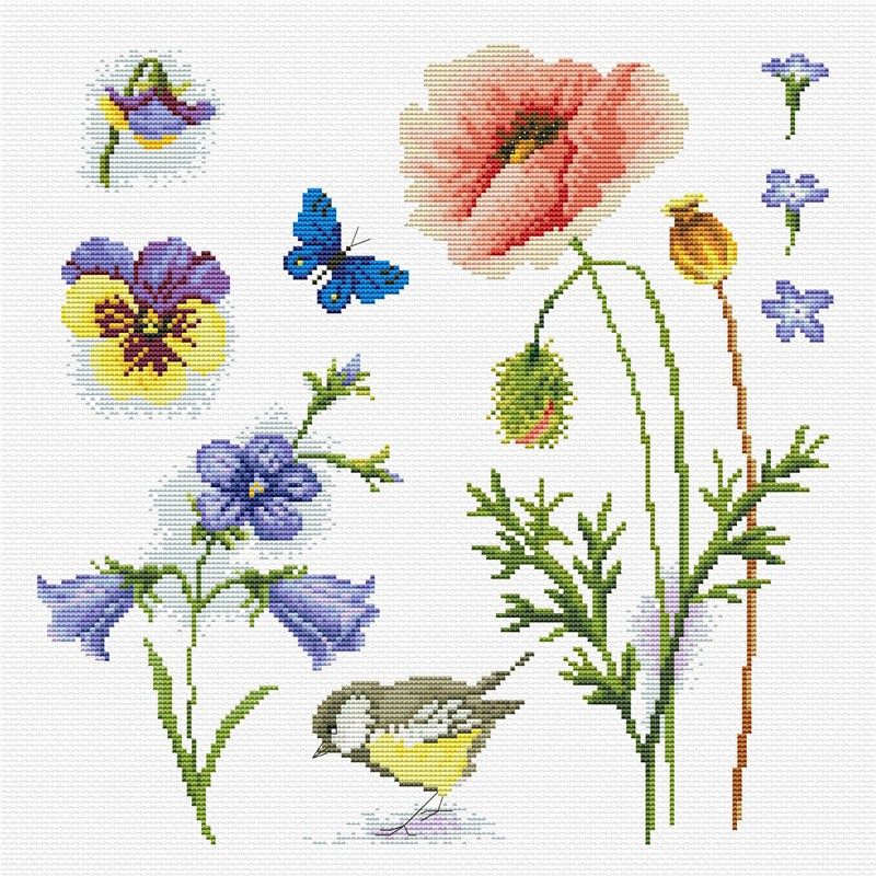 Voorbedrukt borduurpakket Garden Sampler