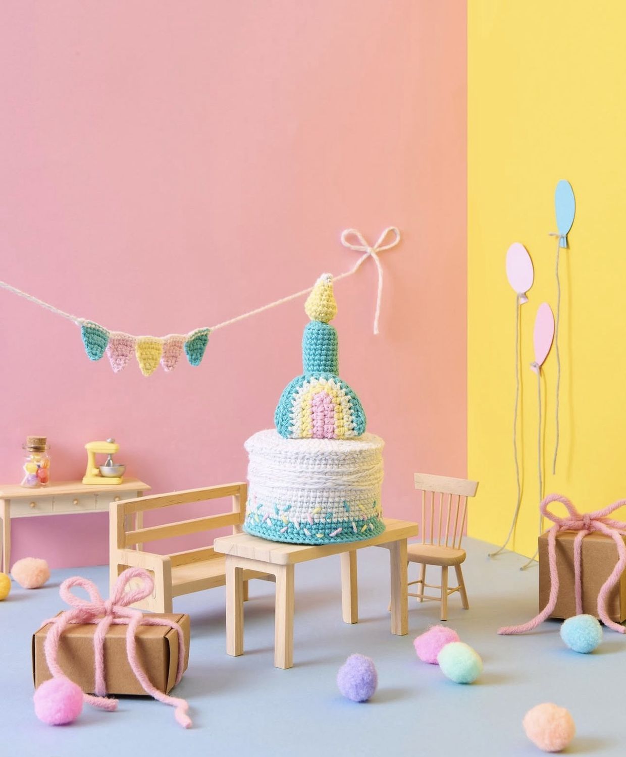 Ricorumi Lente CAL Patroon 4 "Rainbow Birthday Cake"