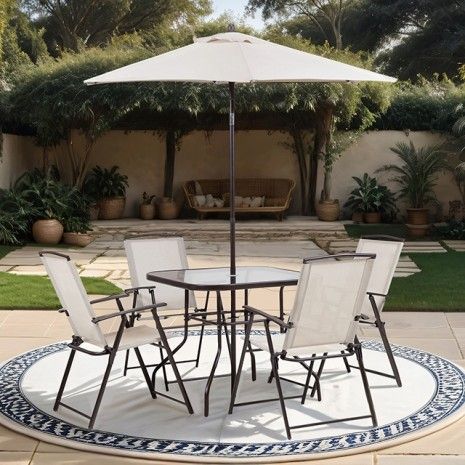 6 piece outdoor dining set beige  LA-D004br-6k