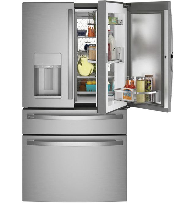 GE Profile 27.9 Cu. Ft. Smart Fingerprint Resistant 4-Door French-Door Refrigerator with Door In Door  PVD28BYNFS