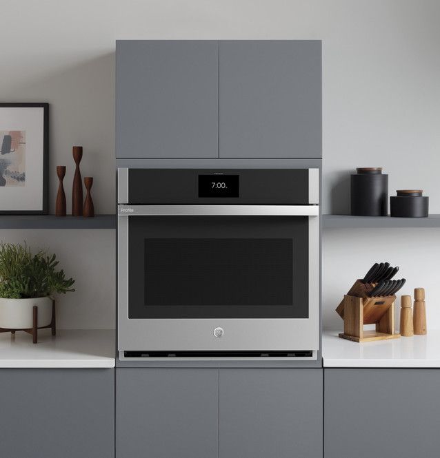 GE Profile 30&quot; Smart Built-In Convection Single Wall Oven with No Preheat Air Fry and Precision Cooking  PTS7000SNSS